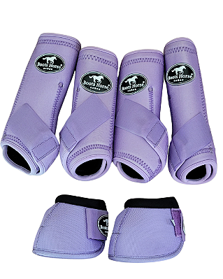 Conjunto completo caneleiras e cloches Boots Horse lilás