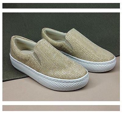 SLIP ON GLITER OURO SOLADO ALTO