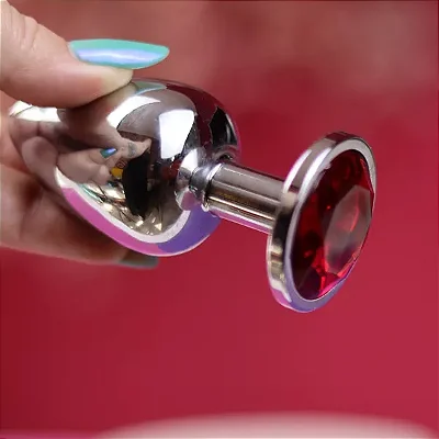 Plug Anal de Aço com Cristal Arredondado Tam. G