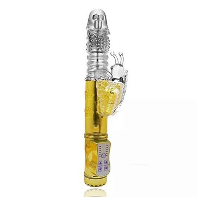 Vibrador Rotativo Vai E Vem Com Estimulador Clitoriano Borboleta E 36 Vibrações Importação