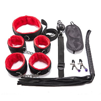Kit Sado Bondage Vermelho 8 Peças