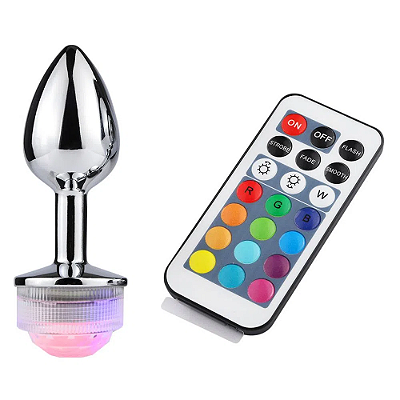 Plug Anal em Aluminio com Luz de Led Medio