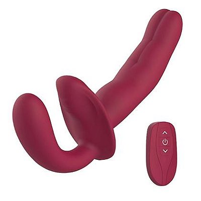 Vibrador de Casal com Ponto G - Strapless / Com controle Remoto - Olive -