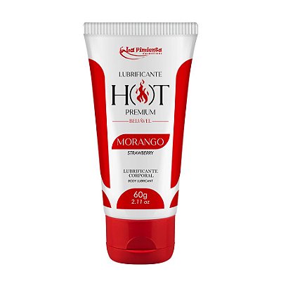 Hot Premium Lubrificante Térmico Corporal Beijável 60g Morango