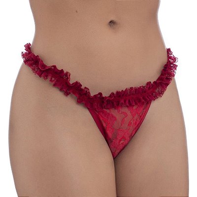Calcinha Fio Rendada com Jóia Boca Eross Afrodite