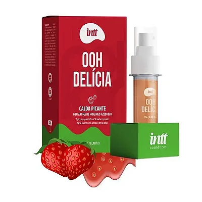 Calda Beijavel Picante para Oral Ooh Delícia Morango Azedinho Intt 11g