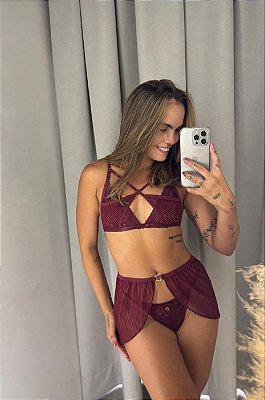 Conjunto Felina Vinho G