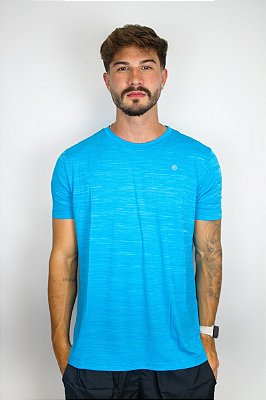 Camiseta Fitness Manga Curta Masculino ROMA Mescla Azul Claro