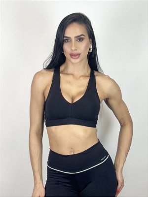 Top Fitness Médio Impacto Emana Feminino ROMA Básico Preto