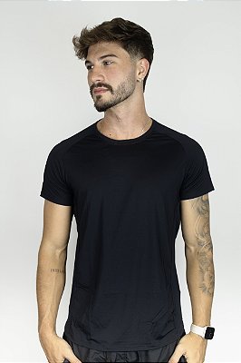 Camiseta Fitness Manga Curta Masculino ROMA Recorte Lateral Preto
