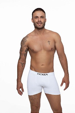 Cueca Boxer Sem Costura ROMA Logo Branco