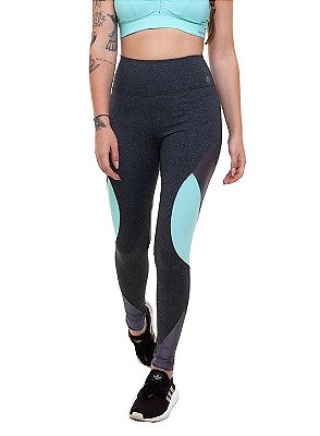 Calça Legging Fitness Longa Feminino ROMA Detalhe Lateral Cinza