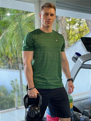 Camiseta Fitness Manga Curta Masculino ROMA Mescla Verde