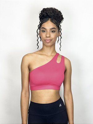 Top Fitness Um Ombro Médio Impacto Feminino ROMA Pink
