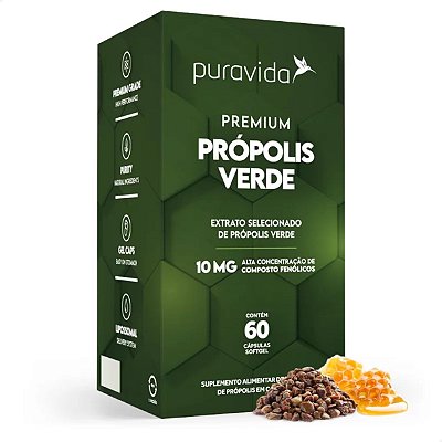 Própolis Verde Compostos Fenólicos 60 caps Puravida