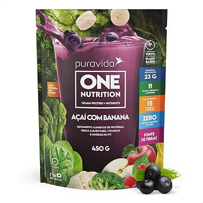One Nutrition Proteína Vegana Açaí com Banana 450g Puravida