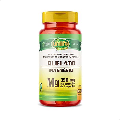 Magnésio Quelato 60 caps 350mg Unilife