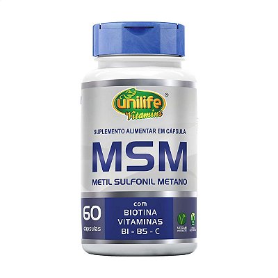 MSM  Metil Sulfonil Metano com Vitaminas 600 mg 60caps Unilife