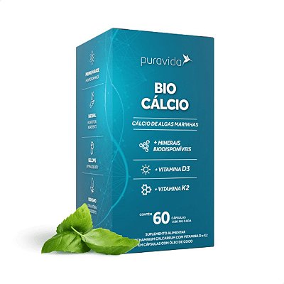 Bio Cálcio de Algas Marinhas 1100mg 60caps Puravida