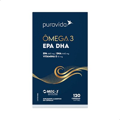 Ômega 3 EPA DHA com Vitamina E 120 caps Puravida
