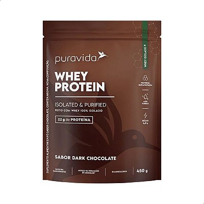 Whey Protein Isolado e Purificado Dark Chocolate 450g Puravida