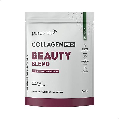 Collagen Pro Beauty Sabor Romã Hibisco e Cranberry 540g Puravida