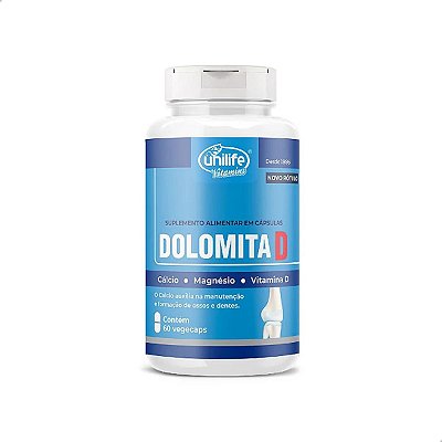 Dolomita D Cálcio Magnésio Vitamina D3 60 caps Unilife