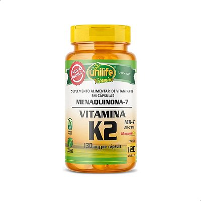 Vitamina K2 Menaquinona-7 130 mcg 120caps Unilife