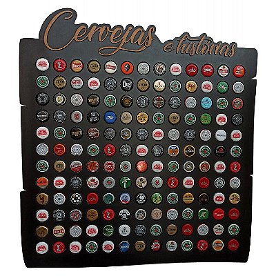 Quadro Porta Tampinhas Cervejas e Histórias - Linha Black - 156