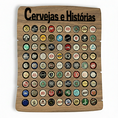 Quadro Porta Tampinhas Rustic - 80 - Cervejas Histórias