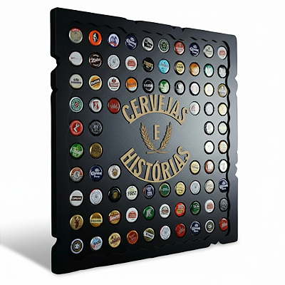 Porta Tampinhas Black 80 Tampinhas com moldura CERVEJAS E HISTÓRIAS