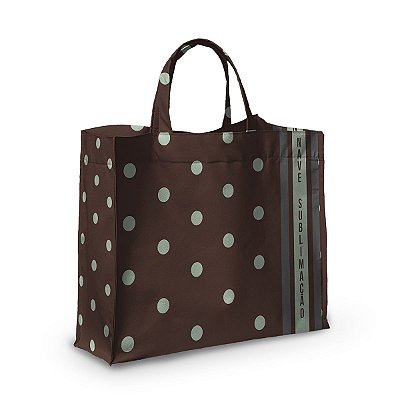 Bolsa Nave Bag Impermeável Estampas Bolinhas Marrom