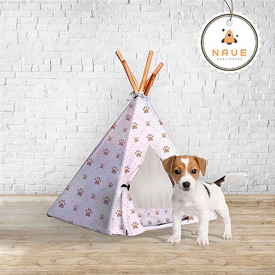 Toca/ Tenda/ Cabana Pet - Branco Patinhas