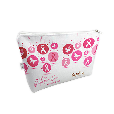 Necessaire Touch - Outubro rosa branca