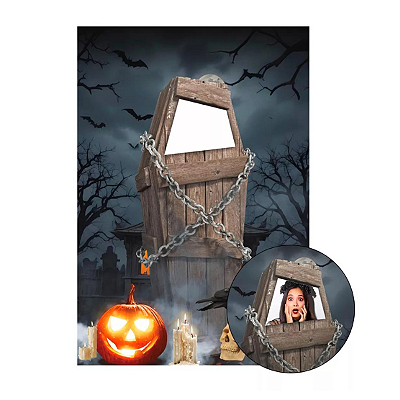 Painel Decorativo interativo vazado Halloween Caixão 2