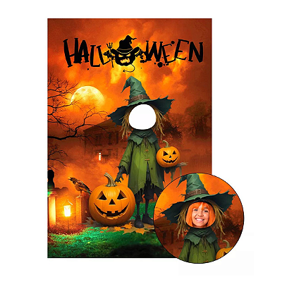 Painel Decorativo interativo vazado Halloween Espantalho 2