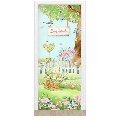 Capa De Porta Decorativo Tecido 0,85x2,10m - Jardins