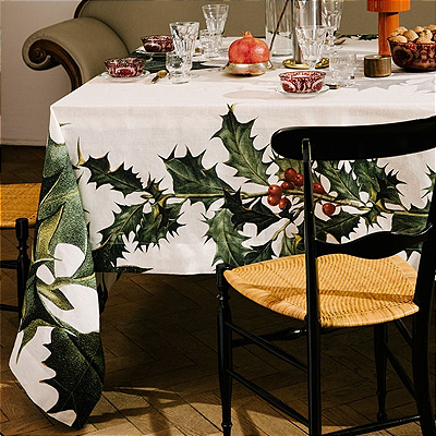 Toalha de Mesa Retangular Folhas verdes - Natal