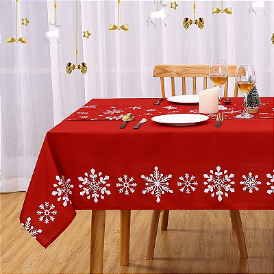 Toalha de Mesa Retangular Vermelho Barra - Natal