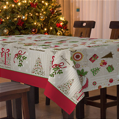 Toalha de Mesa Retangular árvores/presentes - Natal