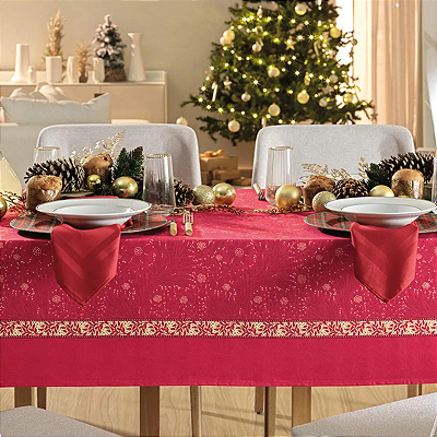 Toalha de Mesa Retangular Vermelho barra - Natal