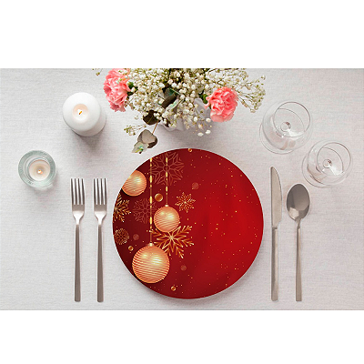 Sousplat Mesa Posta - Natal / Bolas de Natal