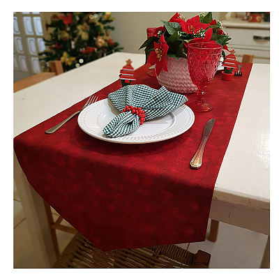 Caminho de Mesa Estampas - Natal Vermelho liso