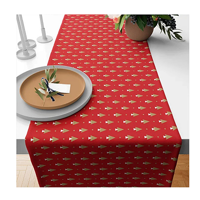 Caminho de Mesa Estampas - Natal Vermelho Árvores