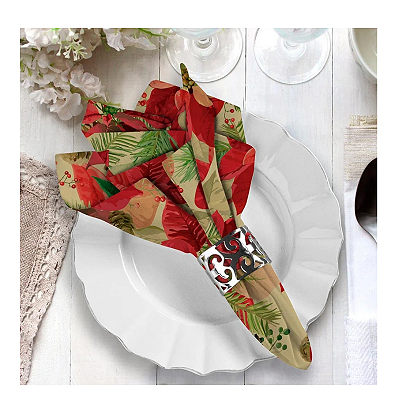 Guardanapos Para Mesa Posta - Natal Flores