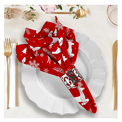 Guardanapos Para Mesa Posta - Natal Vermelho Henna