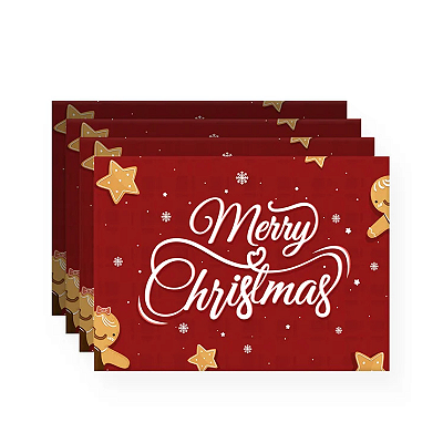 Jogo Americano Mesa Posta - Natal Vermelho Marry christmas