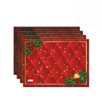 Jogo Americano Mesa Posta - Natal Vermelho retrô Marry christmas