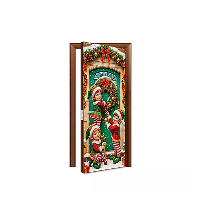 Capa De Porta Decorativo Tecido 0,85x2,10m - Natal Duendes