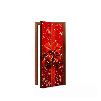 Capa De Porta Decorativo Tecido 0,85x2,10m - Natal laço